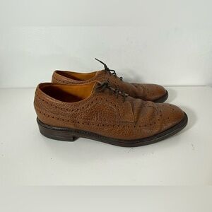 Ambassador Mens Size 11.5 Long Wing Tip Brogue Blucher Dress Shoes Brown England